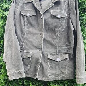 Eddie Bauer Green Corduroy Utility Jacket